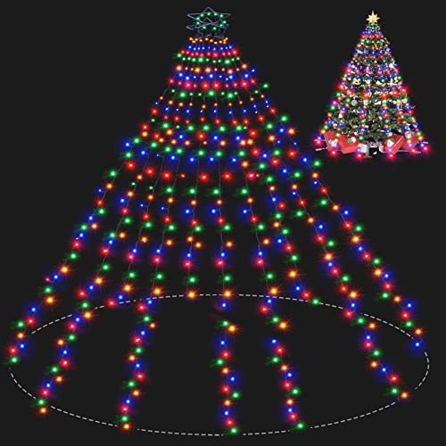 Christmas Tree Lights Christmas Lights Outdoor Indoor 400Led 9.84Ft 10 Lines Christmas Lights with 8 Modes And Timer, Fairy Tree Lights for Wedding Home Party 6Ft - 9Ft Xmas Tree Decor(Multicolor)