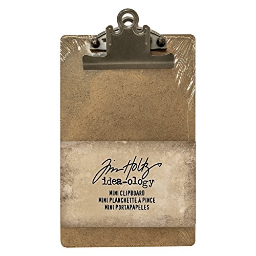 Tim Holtz Idea-ology Mini Clipboard, Approximately 7.75 x 4.5 Inches, Antiqued Brass, Removable Metal Hinge (TH93278) , Brown