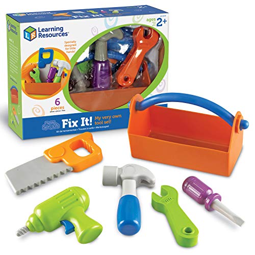 Learning Resources New Sprouts Fix It! My Very Own Tool Set - 6 Pieces, Ages 2+ Toddler Learning Toys, Develops Fine Motor Skills, Toddler Tool Set, First Tool Box, Kids Tool Set,Stocking Stuffers