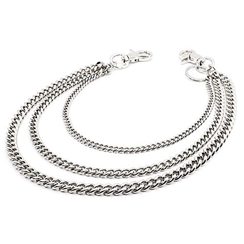 newtro Triple Layer Loop Wallet Chain Men Women Boy Girl, Biker Motorcycle Pants Jean Punk Goth Key Chain Silver (TR01SV)