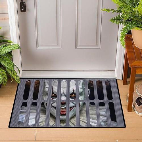 Halloween 3D Illusion Clown Doormat, Halloween Clown Drain Doormat, Home Christmas Decoration Doormat，Horror Movie Clown Halloween Area Carpet Decoration (15.7 in x 23.6in) (Gray Sewer Clown)