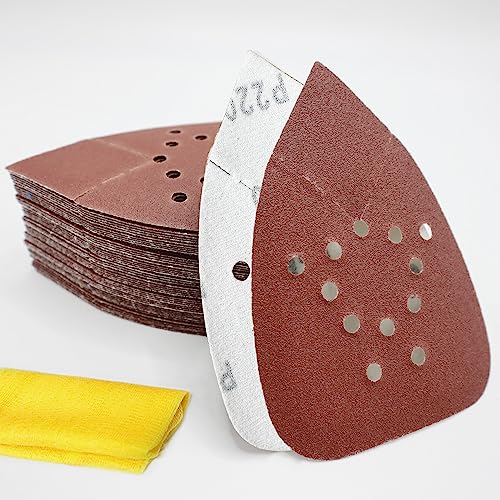 Black and Decker Mouse Sander Pads 220 Grit 50 Pack, Mouse Sander Sandpaper, Detail Palm Sand Paper Set, 12 Hole Hook and Loop Sanding Pads by S&F STEAD & FAST