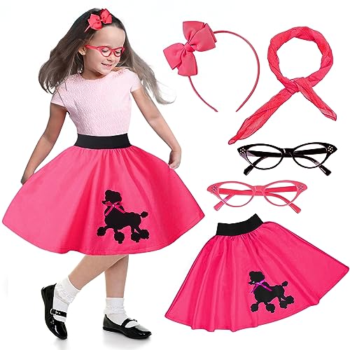FAYBOX Poodle Skirt for Girls 50s Costume Accessory 100 Days of School Costume for Kids Halloween Costume