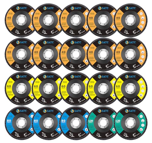 S SATC 20PCS Flap Discs 4 1/2 for Angle Grinder 40/60/80/120 Grit Flap Disc High-Density Bevel Type Angle Grinder Sanding Disc Abrasive Flap Disk #29