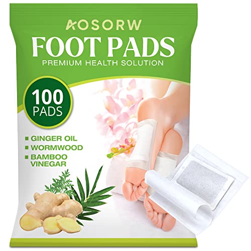 AOSORW 100 Pack Foot Pads, Ginger Oil Bamboo Charcoal Foot Pads, Foot Care Patch, Effective Feet Health Patches, Better Sleep Quality