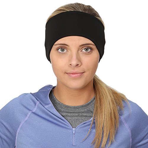 TrailHeads Women’s Ponytail Headband | Moisture Wicking Ear Band | The Power Running Headband - Black One Size