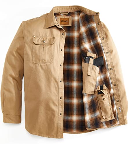 Venado Bountyman Cotton Suede Concealed Carry Shirt Jacket - Chore Coat for Men (Barnwood, X-Large)