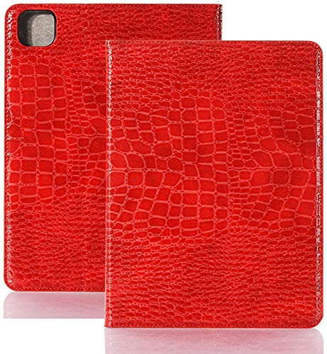 LiViTech iPad Pro 12.9 4th/3rd Generation 2020 Case, Crocodile Leather Folio Protective Smart on/Off Stand Case Support Pencil Holder for iPad Pro 12.9-inch 4th 3rd Gen 2020 2018 Model (RED)