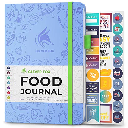 Clever Fox Food Journal - Daily Food Diary, Meal Planner to Track Calorie and Nutrient Intake, Stick to a Healthy Diet & Achieve Weight Loss Goals. Undated - Start Anytime. A5, Hardcover - Light Blue