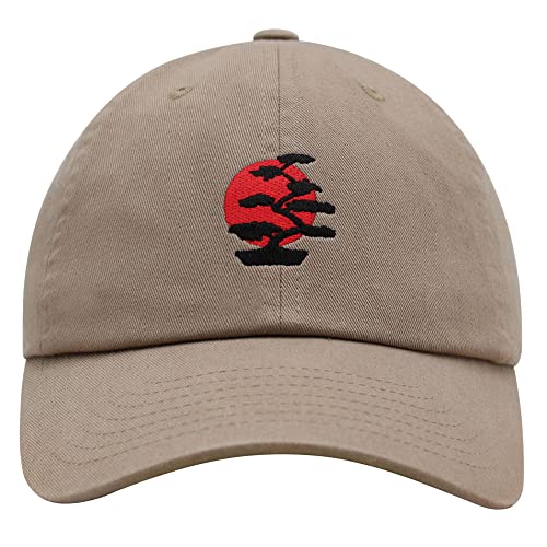 JPAK Bonsai Tree Premium Dad Hat Embroidered Baseball Cap Japanese Khaki