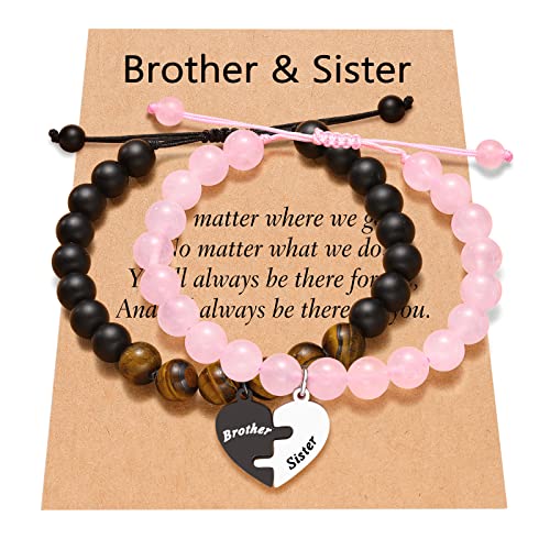 UNGENT THEM Brother Gifts from Sister Birthday Christmas Gifts for Brother Adult Older Brother, Big Brother Little Sister Gifts, Brother and Sister Bracelets for 2, Sister Gifts from Brother