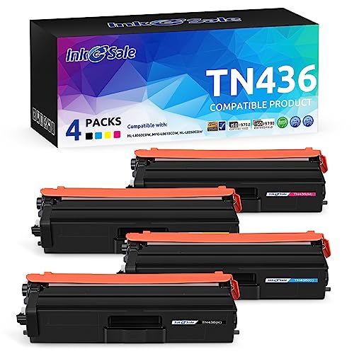 INK E-SALE Compatible Toner Replacement for Brother TN436 Super High (KCMY, 4-Pack), use for Brother MFC-L8900CDW MFC-L8610CDW HL-L8360CDWT HL-L8260CDW HL-L8360CDW HL-L9310CDW MFC-L9570CDW Printer
