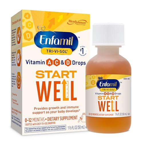 Enfamil Prenatals & Baby Vitamins Tri-Vi-Sol Vitamin A, C & D Multi-Vitamin Drops for Infants, Supports Growth & Immune Health, 50 mL Dropper Bottle,1.69 Fl Oz (Pack of 1),MJ-030