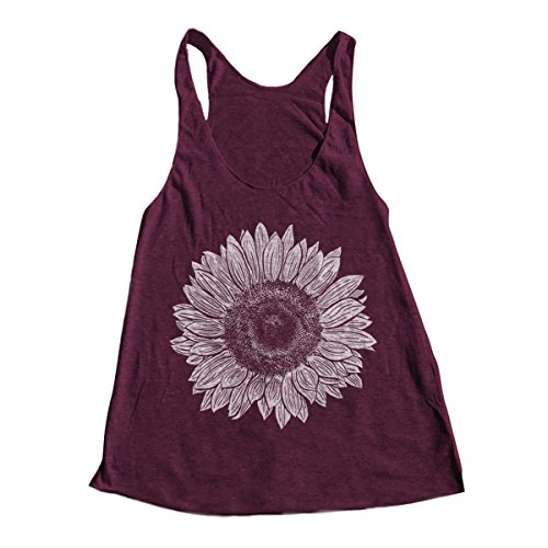Couthclothing Women's Sunflower Racerback Tank Top (M, Cranberry)