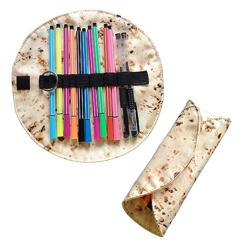 WONIU 2 Pack Burrito Tortilla Pencil Cases, Taco Pen Roll Up Holder Cute Pencil Pouch Roll Case Stationery Makeup Bag For Pencil, Pen, Art Supplies, Makeup Brush
