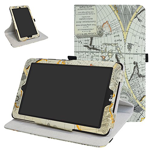 T-Mobile for LG G Pad X2 8.0 Plus Rotating Case,Mama Mouth 360 Degree Rotary Stand with Cute Pattern Cover for LG G Pad X2 8.0 Plus V530 / Sprint G Pad F2 8.0 LK460 Tablet,Map White