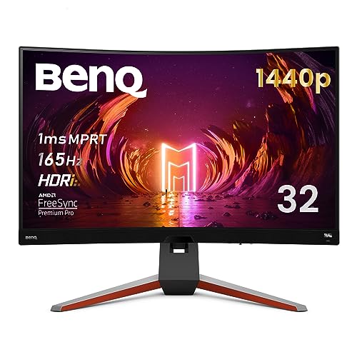 BenQ MOBIUZ EX3210R Curved Gaming Monitor 32' QHD 1440p 165Hz 1ms w/Remote | HDRi | 1000R | Color Optimizer | Freesync Premium Pro | Eye-Care | Height, Swivel & Tilt | 2.1ch w/ 5w sub | USB Hub