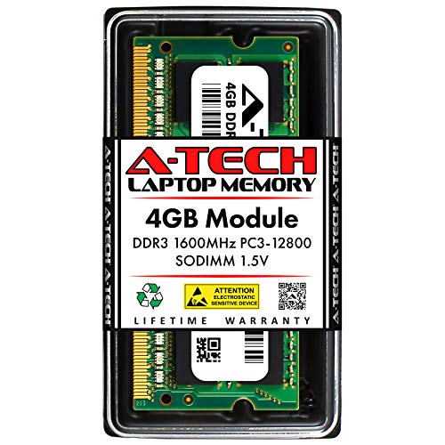 A-Tech 4GB RAM for ASUS All-in-One A4110, A6410, A6420, ET1620IUTT, ET2040INK, ET2221I, ET2230IUT, ET2300INTI, ET2311I, ET2323I, ET2702IGTH | DDR3 1600MHz PC3-12800 SODIMM 1.5V Non-ECC Memory Upgrade