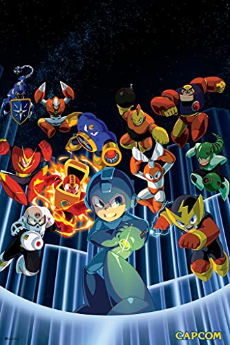 Laminated Mega Man Legacy Collection Video Game Video Gamer Classic Retro Vintage 90s Gaming MegaMan Capcom Legacy Collection Megaman 11 Mega Man X Dr Wily Poster Dry Erase Wall Art 16x24