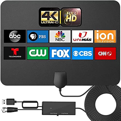 TV Antenna, TV Antenna Indoor, Antenna TV Digital HD Indoor, 4K 1080p with Signal Booster- 16FT Coax HDTV Cable Support TV Antenna for Smart TV and Old TV