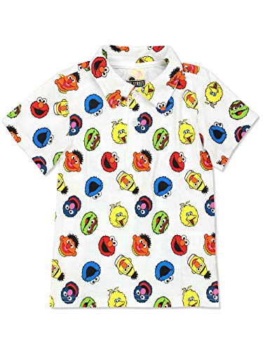 Sesame Street Boys’ Half Button Shirt for Infant and Toddler – White