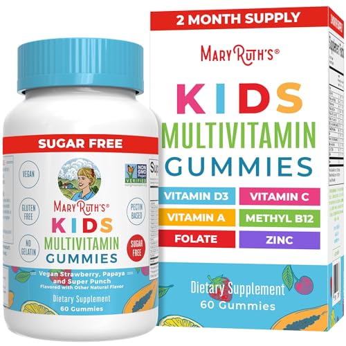 Kids Vitamins by MaryRuth's | Sugar Free | 2 Month Supply | Kids Multivitamin Gummies for Ages 2+ | Multivitamin for Kids | Vitamins for Kids | Vegan | Only 1 Gummy a Day | 60 Count