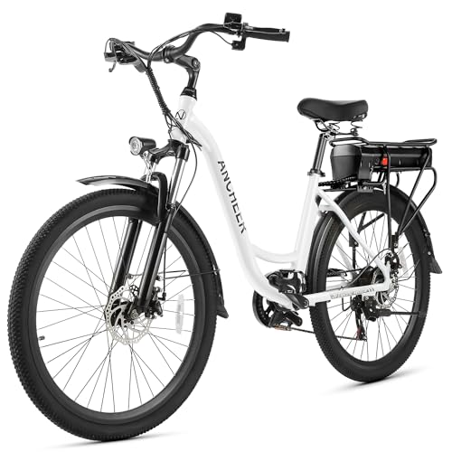 ANCHEER Electric Bike for Adults, 48V 500Wh EBike, UP to 60 Miles, Removable Battery, 3H Fast-Charge, 26' Commuter Electric Bicycles, 7-Speed, LCD Digital Display, Suspension Fork, UL Certified