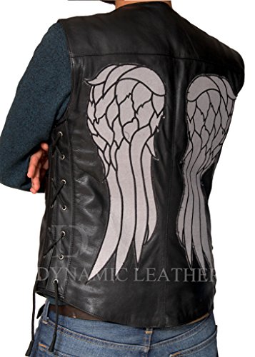 Men's DARYL DIXON ANGEL WINGS REAL LEATHER VEST JACKET,2X-Large