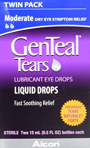 GenTeal Tears Lubricant Eye Drops, Moderate Liquid Drops, Twin Pack ,0.5 Fl Oz (Pack of 2) Package May Vary