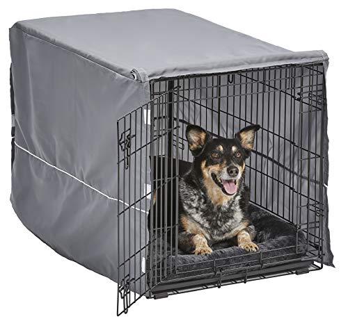 MidWest Homes for Pets Double Door Dog Crate Kit Includes One Two-Door Crate, Matching Gray Bed & Gray Crate Cover, 36-Inch Kit Ideal for Medium Dog Breeds