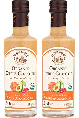 La Tourangelle, Organic Citrus Chipotle Vinaigrette, 8.45 Ounce, 2-Bottle Pack, Salad Dressing and Marinade, Made with Organic Virgin Avocado Oil, Gluten-Free, Low Sodium, 2 Count (Packaging may Vary)