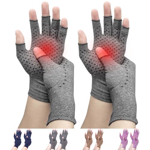 DRNAIETY 2 Pairs Arthritis Compression Gloves, for Hand Arthritis, Rheumatoid, Osteoarthritis, Carpal Tunnel Pain, Compression Gloves for Arthritis for Women & Men, Anti-Slip Glue dot Gloves for Work