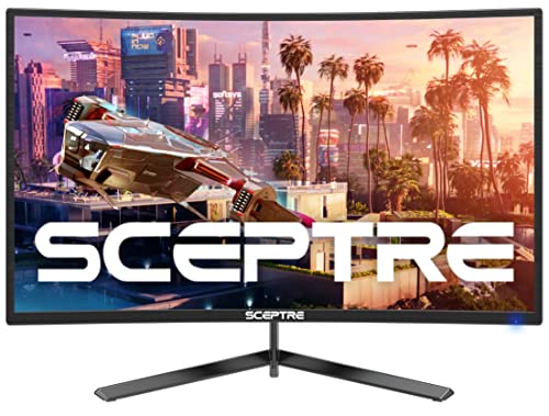 Sceptre 24-inch Curved Gaming Monitor 1080p up to 165Hz DisplayPort HDMI 99% sRGB, AMD FreeSync Build-in Speakers Machine Black (C248B-FWT168)