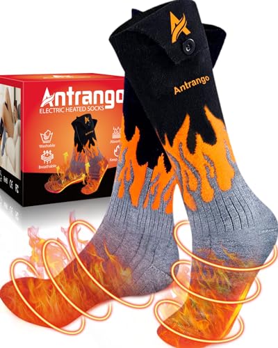 Rechargeable Heated Socks for Whole Sole, Toes and Instep, 5000 mAh Battery Powered Warm Socks for Up to 10 Hours, XL Large Thermal Heated Socks Women and Men for Camping|Hiking|Skiing|Hunting|Unisex