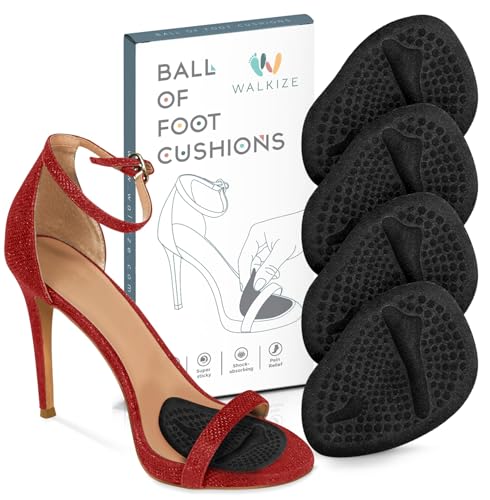 Metatarsal Pads Women | Heel Inserts for Women | Ball of Foot Cushions (2 Pairs Foot Pads) All Day Pain Relief and Comfort One Size Fits Shoe Inserts for Women (Black)