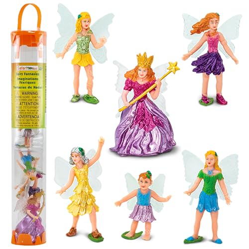 Safari Ltd. Fairy Fantasies TOOB - 6 Mini Figurines Including Fairy Queen, Baby, and Flower Fairies Jasmine, Buttercup, Violet, Iris - Enchanting Toy Figure Set for Boys, Girls & Kids Ages 3+