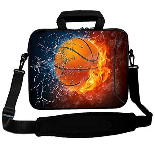 RICHEN 17 inch Laptop Shoulder Bag Carrying Case Computer PC Cover Pouch with Handle Fits 15.6/16/17/17.3/17.4 inch Laptop Notebook (16-17.3 inch, Basketball Fire)