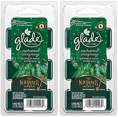 Glade Wax Melts Air Freshener - Holiday Collection 2018 - Enchanted Evergreens - Net Wt. 2.3 OZ (66 g) Per Package - Pack of 2 Packages