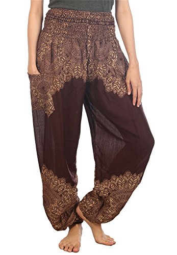 LOFBAZ Pajama Pants Pants for Women Night Sleep Pajamas Womens Maternity PJ Harem Hippie Yoga Boho Lounge Bohemian Clothes Floral 1 Brown XL