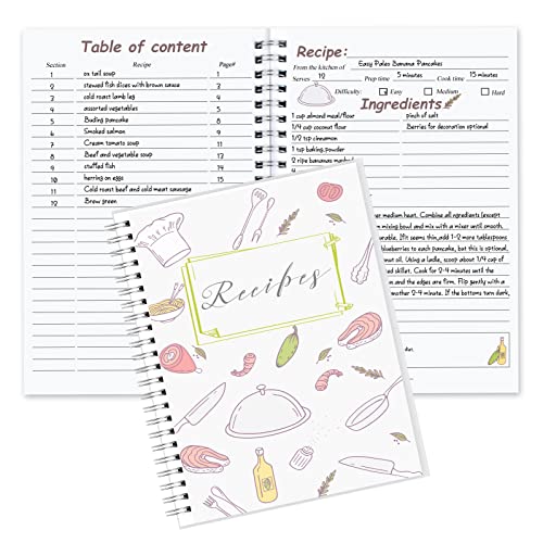 PECULA Recipe Book, 5.6'x 8.2' Recipe Book To Write In Your Own Recipes, Blank Recipe Book, Recipe Notebook, Recipe Journal Hold 170 Recipes