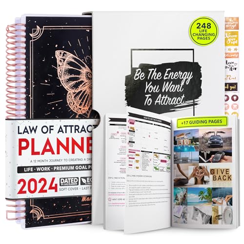 Manifestation Planner - 2024 Deluxe Weekly & Monthly Life Planner to Achieve Your Goals. A 12 Month Journey to Increase Productivity, Organizer & Gratitude Journal and Stickers