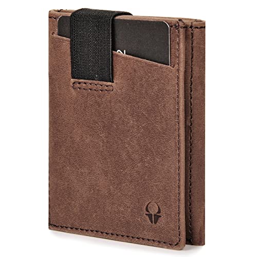 DONBOLSO Wallet 2 I Slim Wallet with RFID Protection I 9 Card Slots for up to 13 Cards I Genuine Leather Credit Card Holder for Men and Women I Vintage Brown