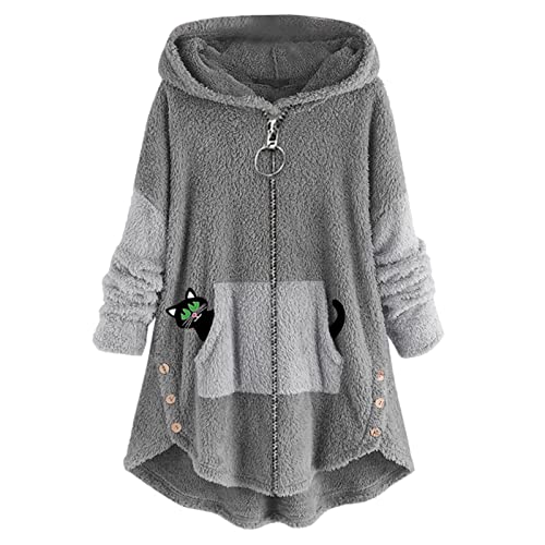 Womens Black Winter Coat Women'S Winter Jacket Oversized Hooded Plush Long Sleeved Casual Warm Heavyweight Coat
