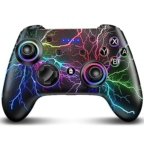 Forlleco Switch Controller, Wireless Switch Pro Controller for Switch/Switch Lite/Switch OLED/PC, Nintendo Switch Controller with Cool LED Light, Vibration, Gyro Axis, Adjustable Turbo and Wake Up