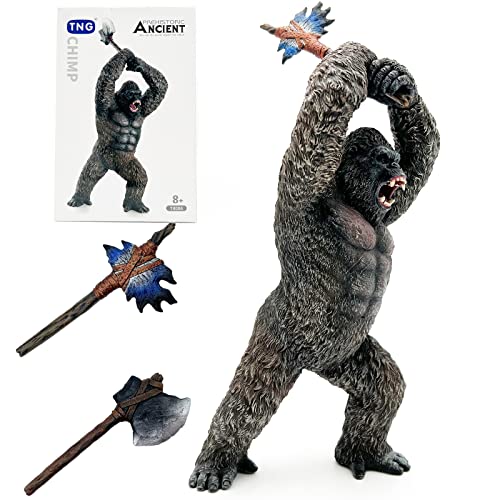 Gemini&Genius King Kong Toys Display, Rampage Toys Gorilla with 2Pcs Replaceable Weapons Battle Axe, Hand-Painted, Animal Collectible, Details Unique Model.