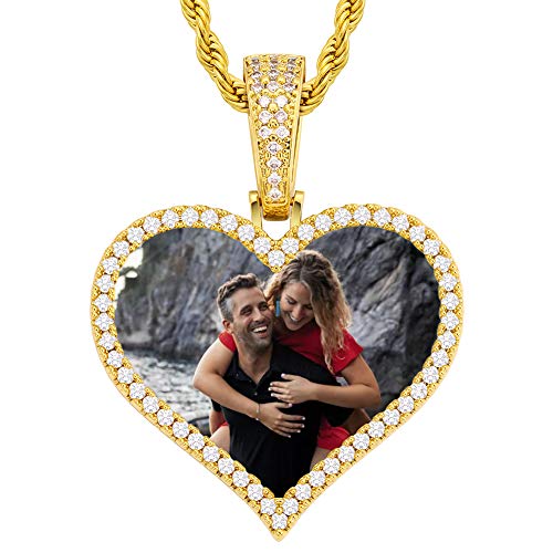 YIMERAIRE Custom Necklace for Men with Picture Hip Hop Custom Jewelry Poker Design Red Heart Pendant Necklace for Women