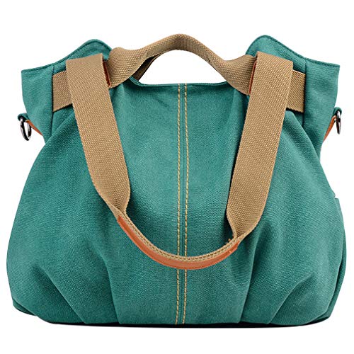 coofig Womens Canvas Handbags Bulk Hobo Tote Bags Vintage Retro Casual Shoulder Bags(Green)