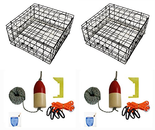 2-Pack of KUFA Vinyl Coated Crab Tra & Accessory Kit (100' Lead Core Rope, Caliper,Harness,Bait Case & 14' Red/White Float) (S60+CAQ3) x2