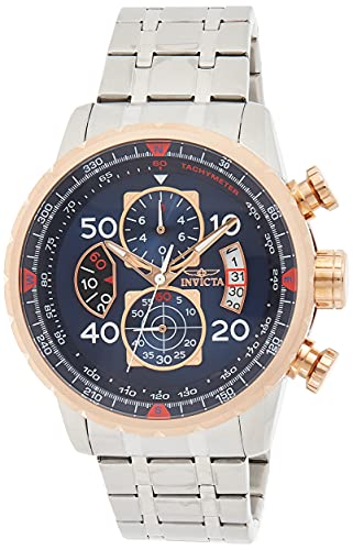 Invicta Men's Aviator Analog Display Japanese Quartz Watch, Rose Gold, Stainless Steel, 48mm