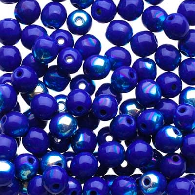 Czech Druk Beads 4mm Opaque Cobalt AB 100 Pieces for Jewelry Making and DIY Crafts